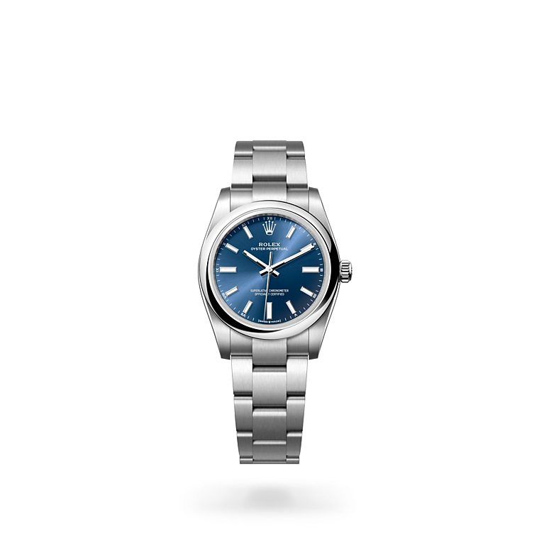Rolex Oyster Perpetual 34 Oystersteel blue dial in Quera