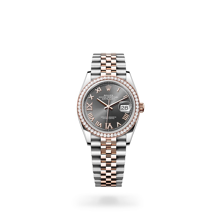 Rolex Datejust 36 Oystersteel, Everose gold and diamonds in Quera